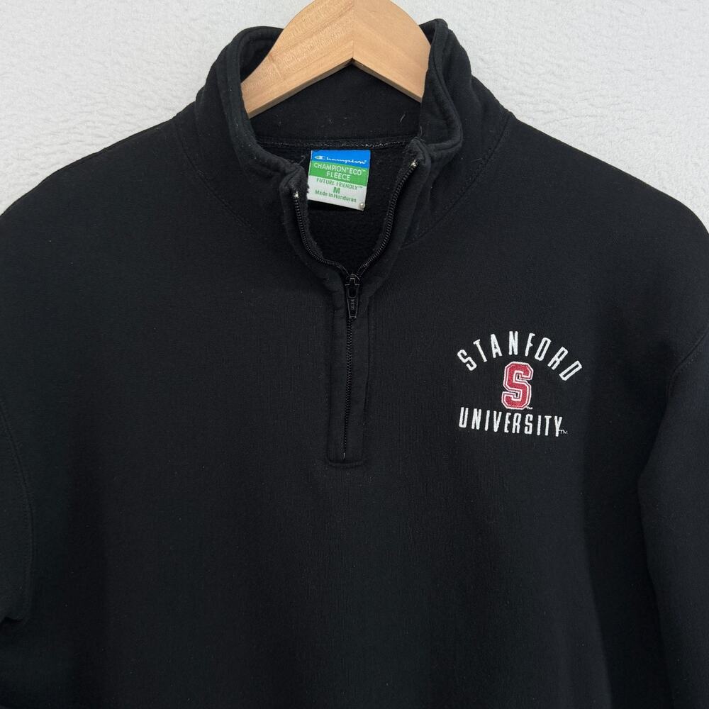 STANFORD UNIVERSITY Sweatshirt Mens M Cardinal CA CHAMPION Eco Fleece Black